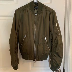 Topshop Camouflage Green Bomber Jacket